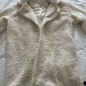 Ivory colored teddy-bear style women’s coat